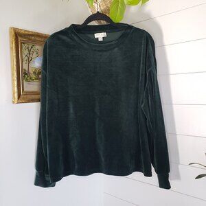 See U Soon Emerald Green Velour Velvet Sweater Medium